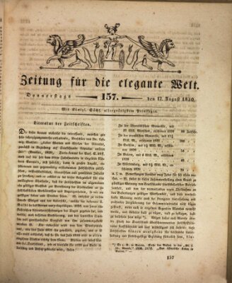 Zeitung für die elegante Welt Donnerstag 12. August 1830