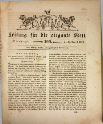 Zeitung für die elegante Welt Dienstag 24. August 1830