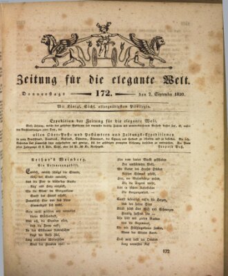 Zeitung für die elegante Welt Donnerstag 2. September 1830