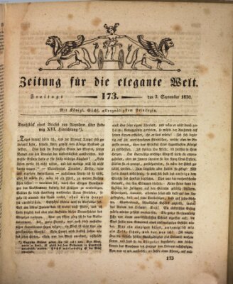 Zeitung für die elegante Welt Freitag 3. September 1830