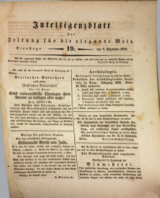 Zeitung für die elegante Welt Dienstag 7. September 1830