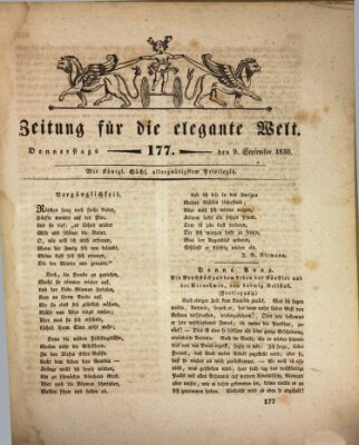 Zeitung für die elegante Welt Donnerstag 9. September 1830