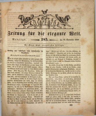 Zeitung für die elegante Welt Montag 20. September 1830