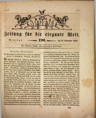 Zeitung für die elegante Welt Montag 27. September 1830