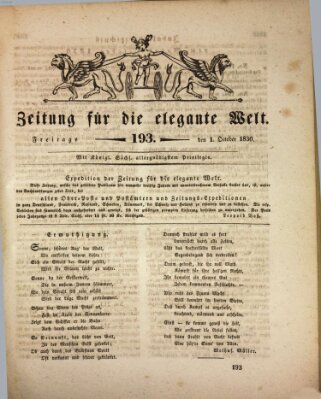 Zeitung für die elegante Welt Freitag 1. Oktober 1830