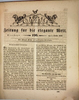 Zeitung für die elegante Welt Dienstag 5. Oktober 1830