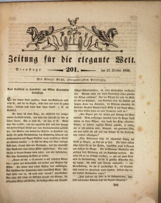 Zeitung für die elegante Welt Dienstag 12. Oktober 1830