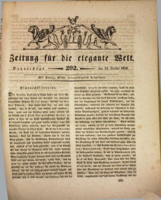 Zeitung für die elegante Welt Donnerstag 14. Oktober 1830