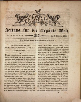 Zeitung für die elegante Welt Donnerstag 4. November 1830