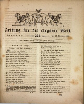 Zeitung für die elegante Welt Samstag 13. November 1830