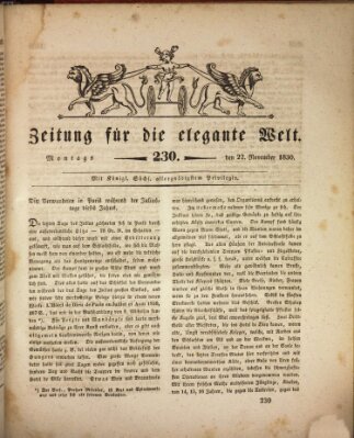 Zeitung für die elegante Welt Montag 22. November 1830