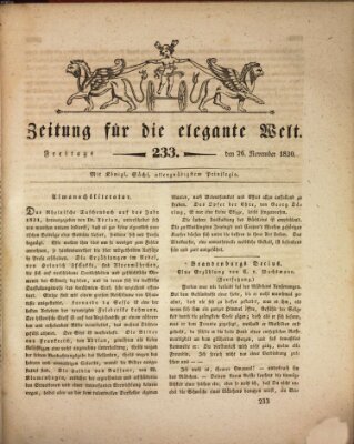 Zeitung für die elegante Welt Freitag 26. November 1830