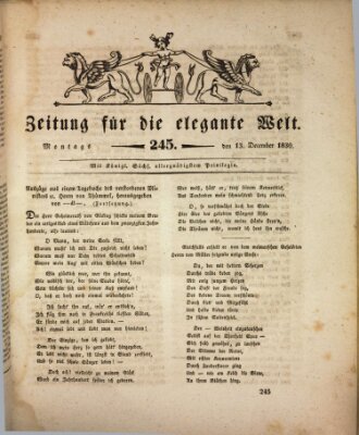 Zeitung für die elegante Welt Montag 13. Dezember 1830