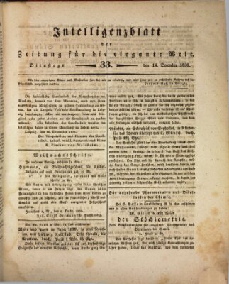 Zeitung für die elegante Welt Dienstag 14. Dezember 1830