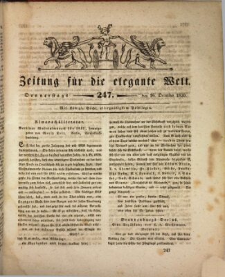 Zeitung für die elegante Welt Donnerstag 16. Dezember 1830