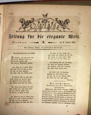 Zeitung für die elegante Welt Dienstag 4. Januar 1831