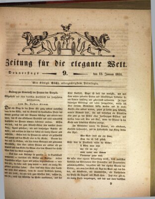 Zeitung für die elegante Welt Donnerstag 13. Januar 1831