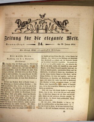 Zeitung für die elegante Welt Donnerstag 20. Januar 1831