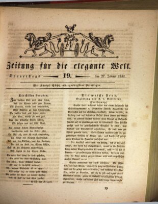 Zeitung für die elegante Welt Donnerstag 27. Januar 1831