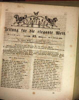 Zeitung für die elegante Welt Dienstag 1. Februar 1831