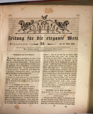 Zeitung für die elegante Welt Samstag 12. März 1831