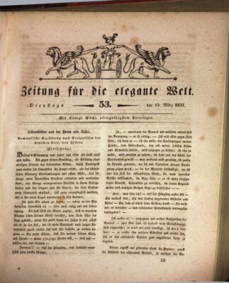 Zeitung für die elegante Welt Dienstag 15. März 1831