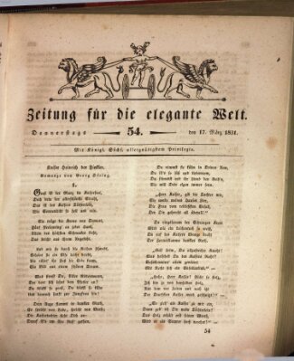 Zeitung für die elegante Welt Donnerstag 17. März 1831