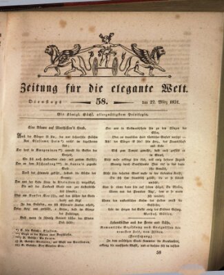 Zeitung für die elegante Welt Dienstag 22. März 1831