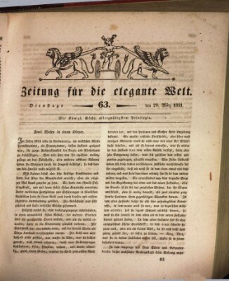 Zeitung für die elegante Welt Dienstag 29. März 1831