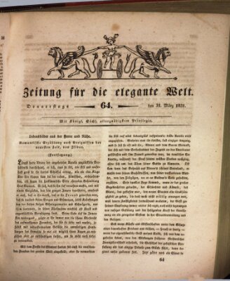 Zeitung für die elegante Welt Donnerstag 31. März 1831