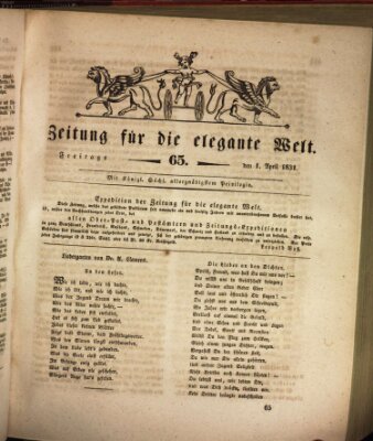 Zeitung für die elegante Welt Freitag 1. April 1831