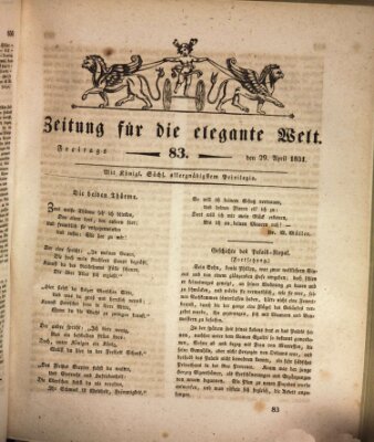 Zeitung für die elegante Welt Freitag 29. April 1831