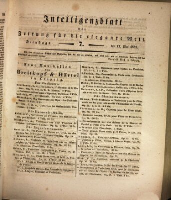 Zeitung für die elegante Welt Dienstag 17. Mai 1831