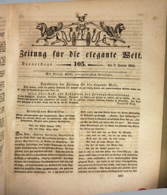 Zeitung für die elegante Welt Donnerstag 2. Juni 1831