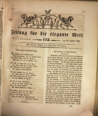 Zeitung für die elegante Welt Samstag 11. Juni 1831