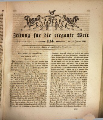 Zeitung für die elegante Welt Dienstag 14. Juni 1831