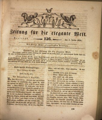 Zeitung für die elegante Welt Freitag 1. Juli 1831