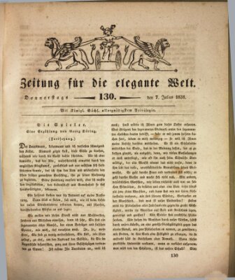 Zeitung für die elegante Welt Donnerstag 7. Juli 1831