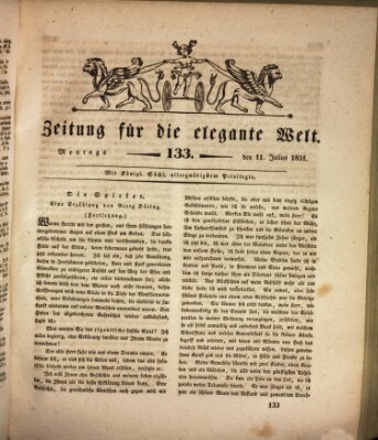 Zeitung für die elegante Welt Montag 11. Juli 1831