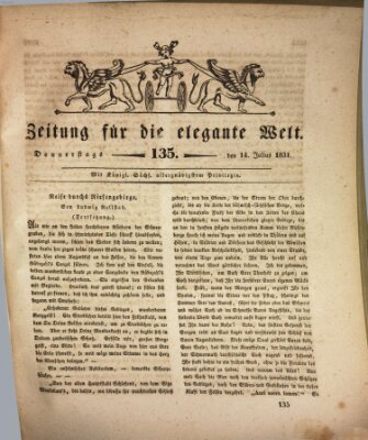 Zeitung für die elegante Welt Donnerstag 14. Juli 1831