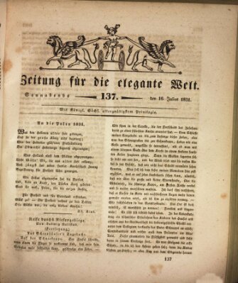 Zeitung für die elegante Welt Samstag 16. Juli 1831