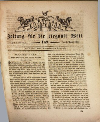 Zeitung für die elegante Welt Dienstag 2. August 1831