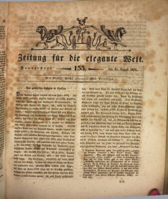 Zeitung für die elegante Welt Donnerstag 11. August 1831