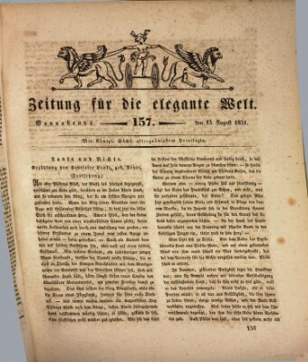 Zeitung für die elegante Welt Samstag 13. August 1831