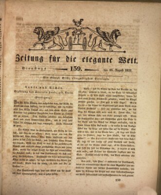 Zeitung für die elegante Welt Dienstag 16. August 1831