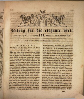 Zeitung für die elegante Welt Freitag 2. September 1831