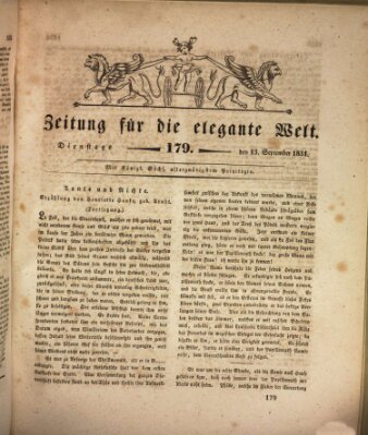 Zeitung für die elegante Welt Dienstag 13. September 1831