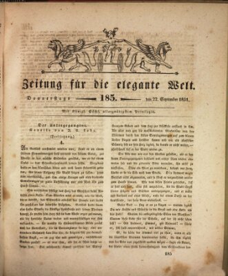 Zeitung für die elegante Welt Donnerstag 22. September 1831