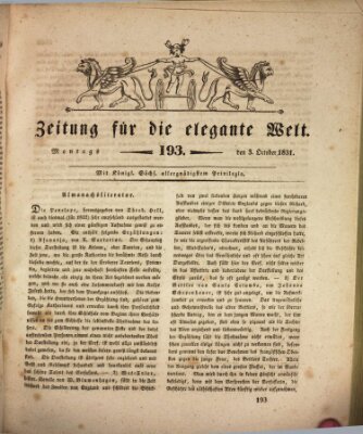 Zeitung für die elegante Welt Montag 3. Oktober 1831