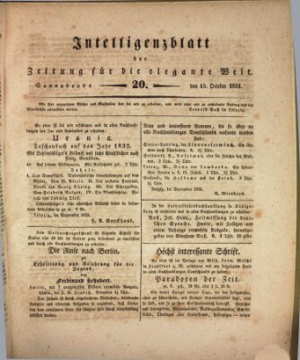 Zeitung für die elegante Welt Samstag 15. Oktober 1831